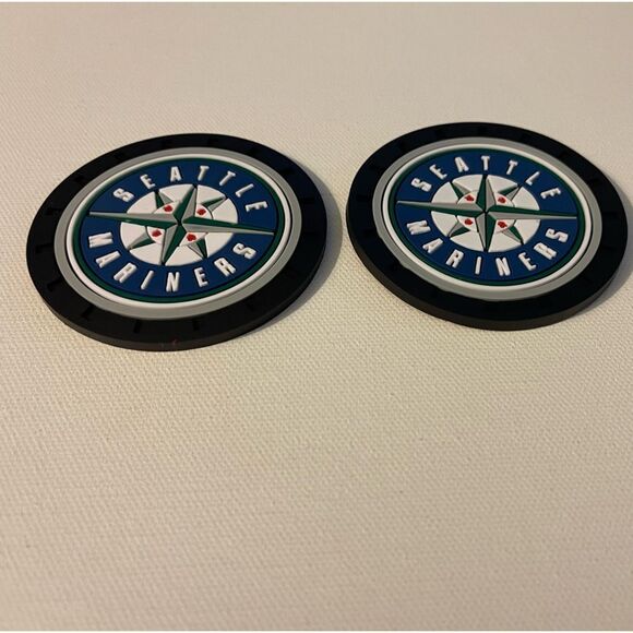 MLB Seattle Mariners car cup Coasters in black Set of 2 NWT - Picture 6 of 7